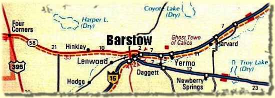 Map showing Barstow, CA